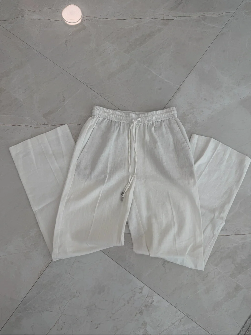 NWT Zara xs White Linen Drawstring pants